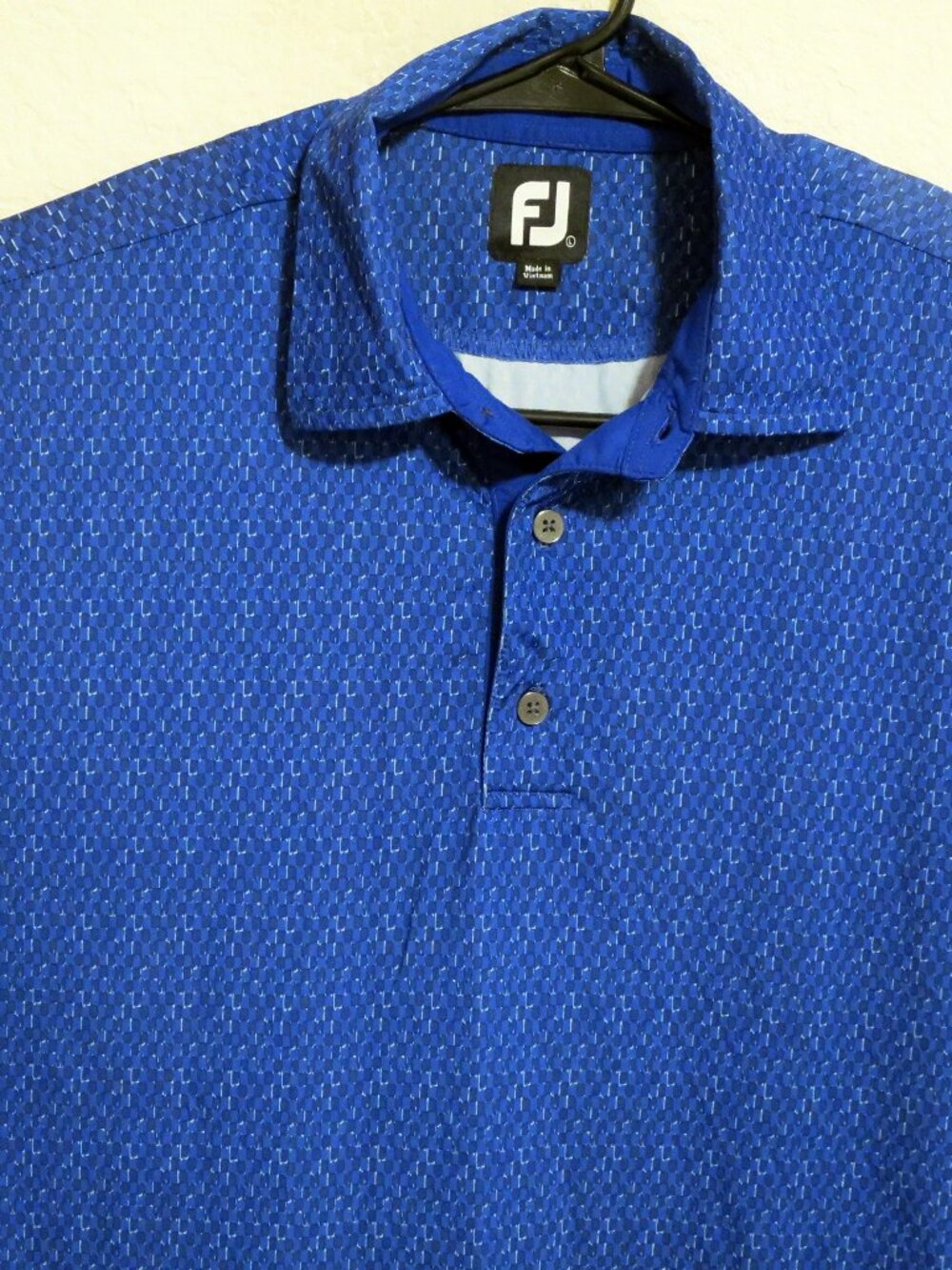 FootJoy Shirt Mens Large Short Sleeve Performance Golf Polo Blue Squares